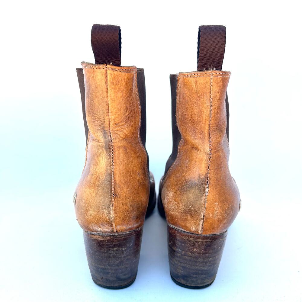 Bed Stu Cobbler Chelsea Ankle Heeled Leather Boots Camel Tan Size 10 - Picture 6 of 12